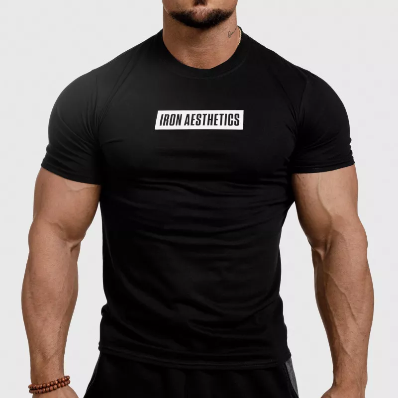 Pánske fitness tričko Iron Aesthetics Boxed, čierne-1