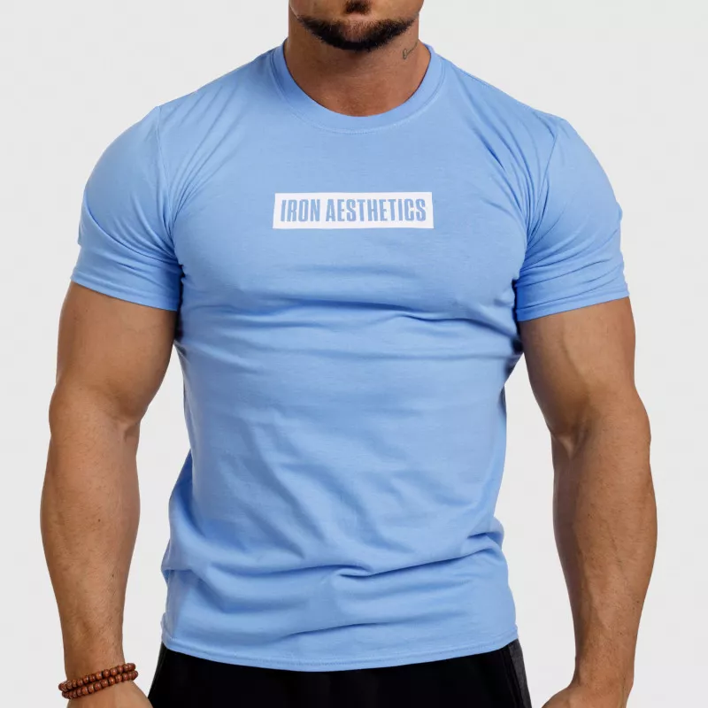 Pánske fitness tričko Iron Aesthetics Boxed, modré-1
