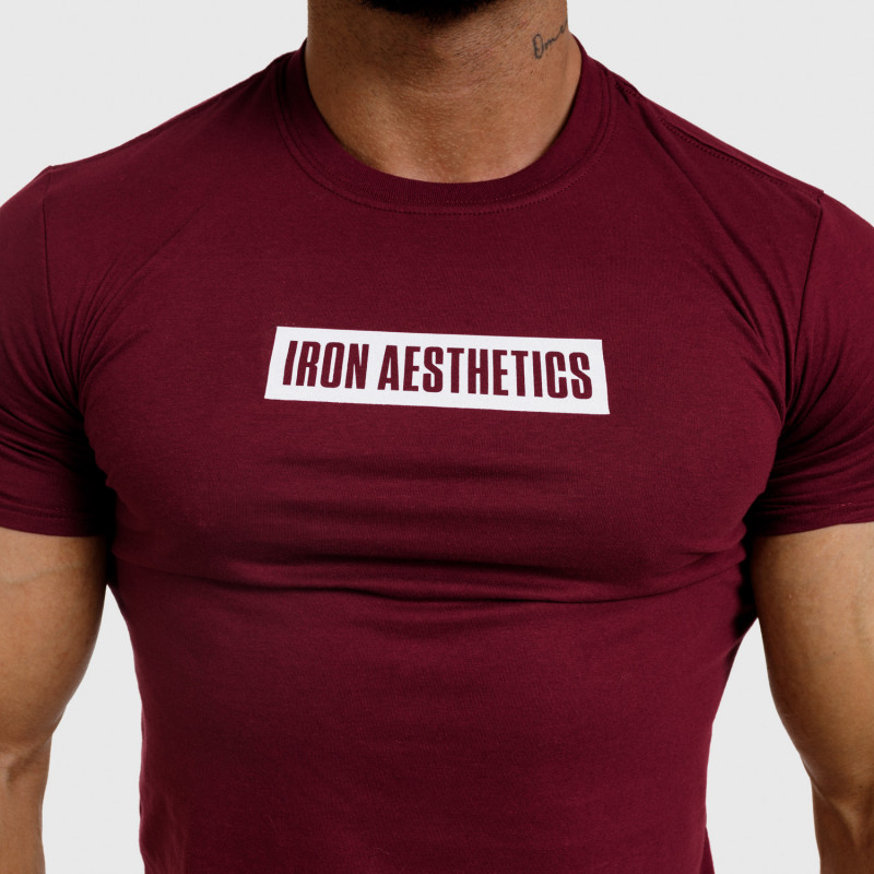 Pánske fitness tričko Iron Aesthetics Boxed, bordové-3