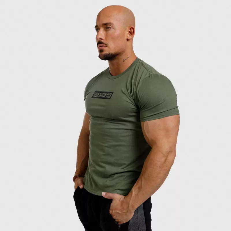 Pánske fitness tričko Iron Aesthetics Boxed, vojenská zelená-4