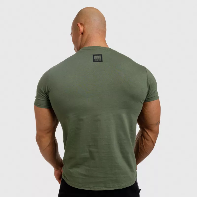 Pánske fitness tričko Iron Aesthetics Boxed, vojenská zelená-5
