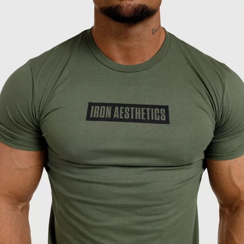 Pánske fitness tričko Iron Aesthetics Boxed, vojenská zelená-3