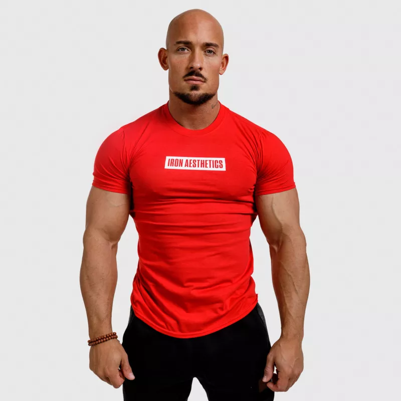 Pánske fitness tričko Iron Aesthetics Boxed, červené-2