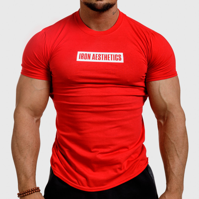Levně Pánské fitness tričko Iron Aesthetics Boxed, červené