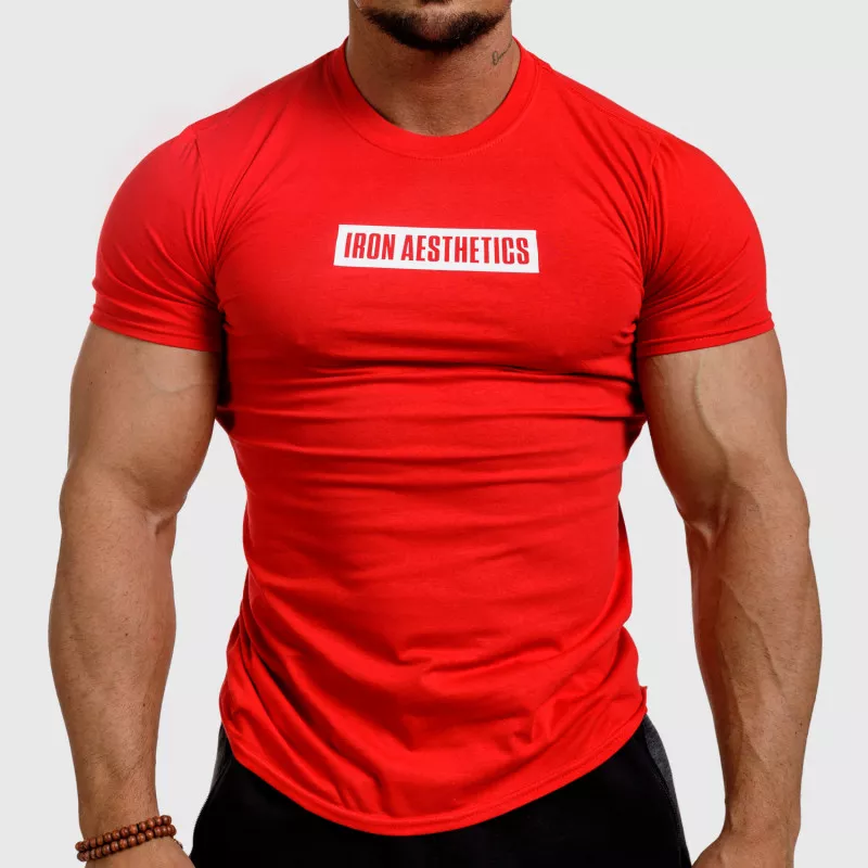 Pánske fitness tričko Iron Aesthetics Boxed, červené-1