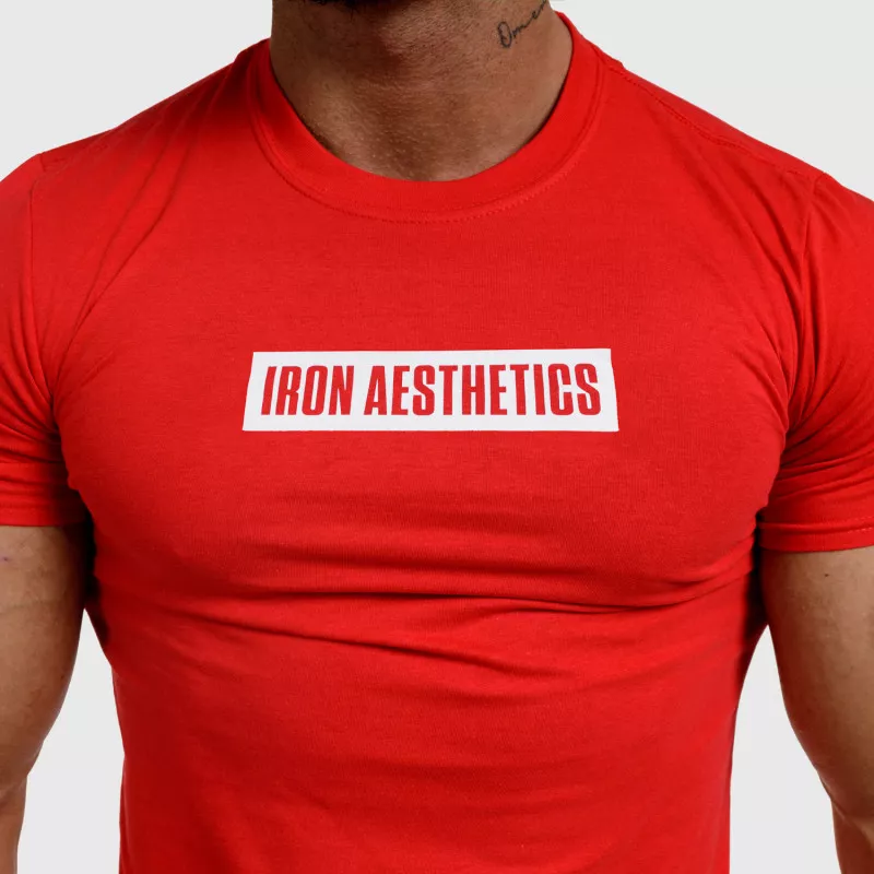 Pánske fitness tričko Iron Aesthetics Boxed, červené-6