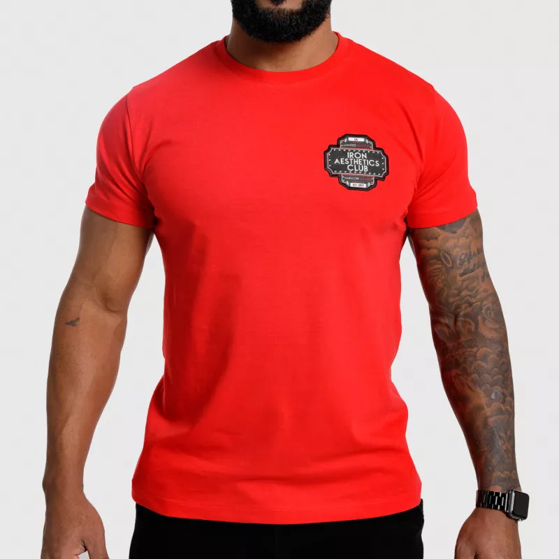 Pánske fitness tričko Iron Aesthetics Badge, červené-1