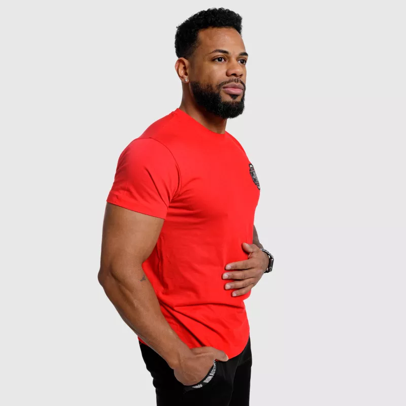 Pánske fitness tričko Iron Aesthetics Badge, červené-9