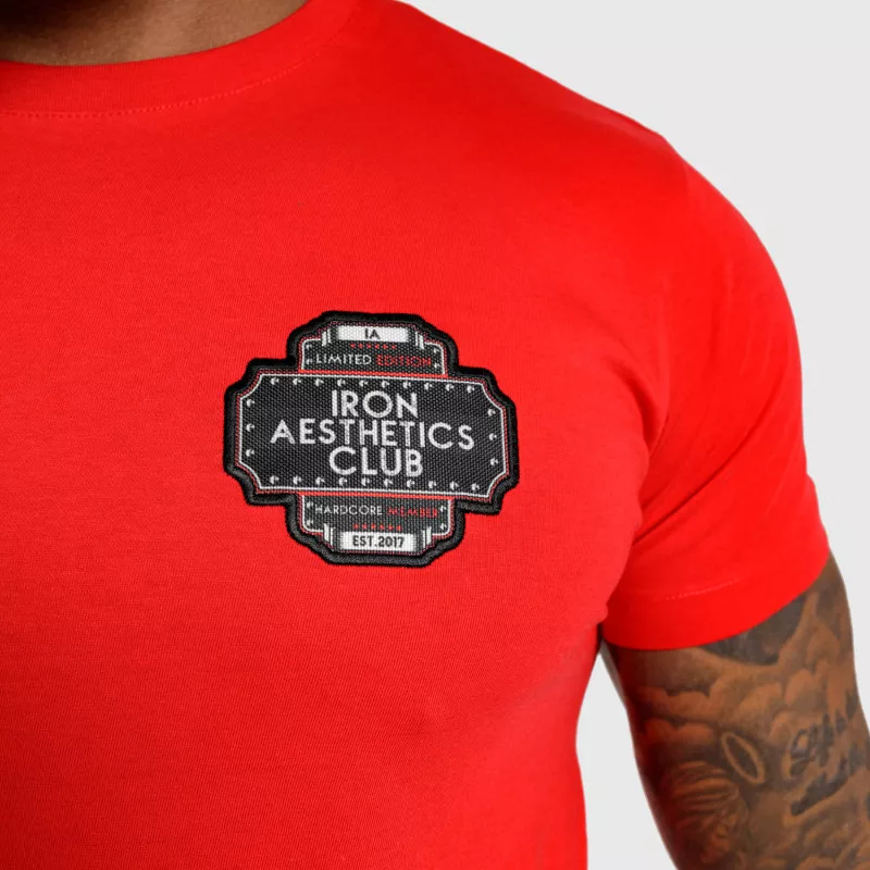 Pánske fitness tričko Iron Aesthetics Badge, červené-4