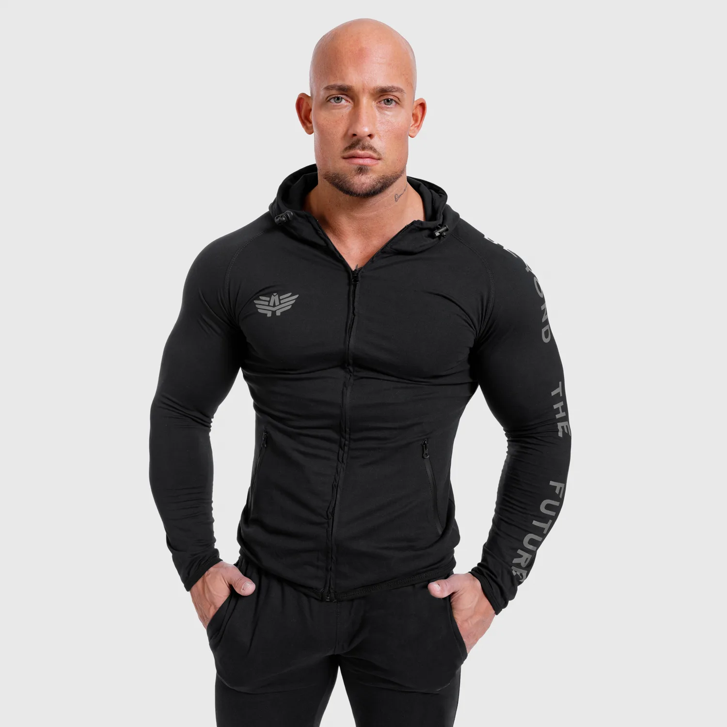Pánska SlimFit mikina Beyond the Future, čierna-1
