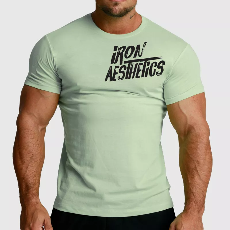 Pánske fitness tričko Iron Aesthetics Splash, zelené sage-1