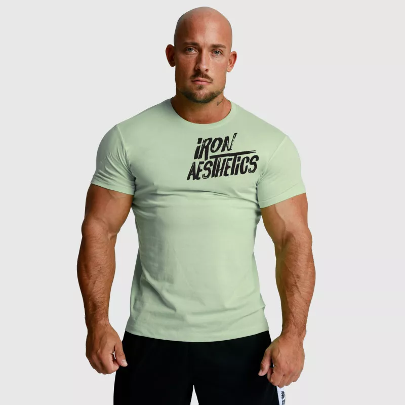 Pánske fitness tričko Iron Aesthetics Splash, zelené sage-3