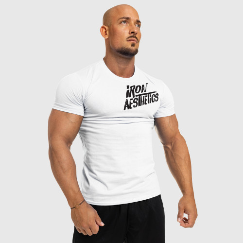 Pánske fitness tričko Iron Aesthetics Splash, biele