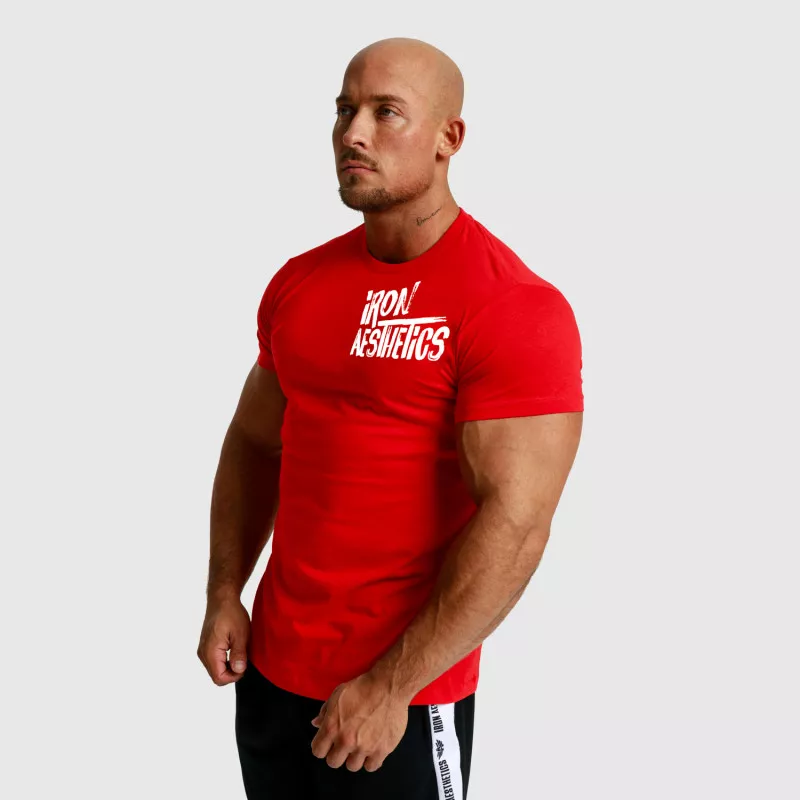 Pánske fitness tričko Iron Aesthetics Splash, červené-2