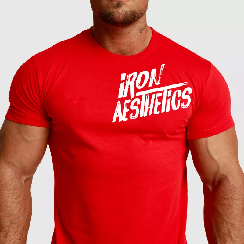 Pánske fitness tričko Iron Aesthetics Splash, červené-4