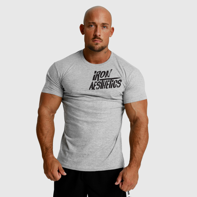 Pánske fitness tričko Iron Aesthetics Splash, sivé-3
