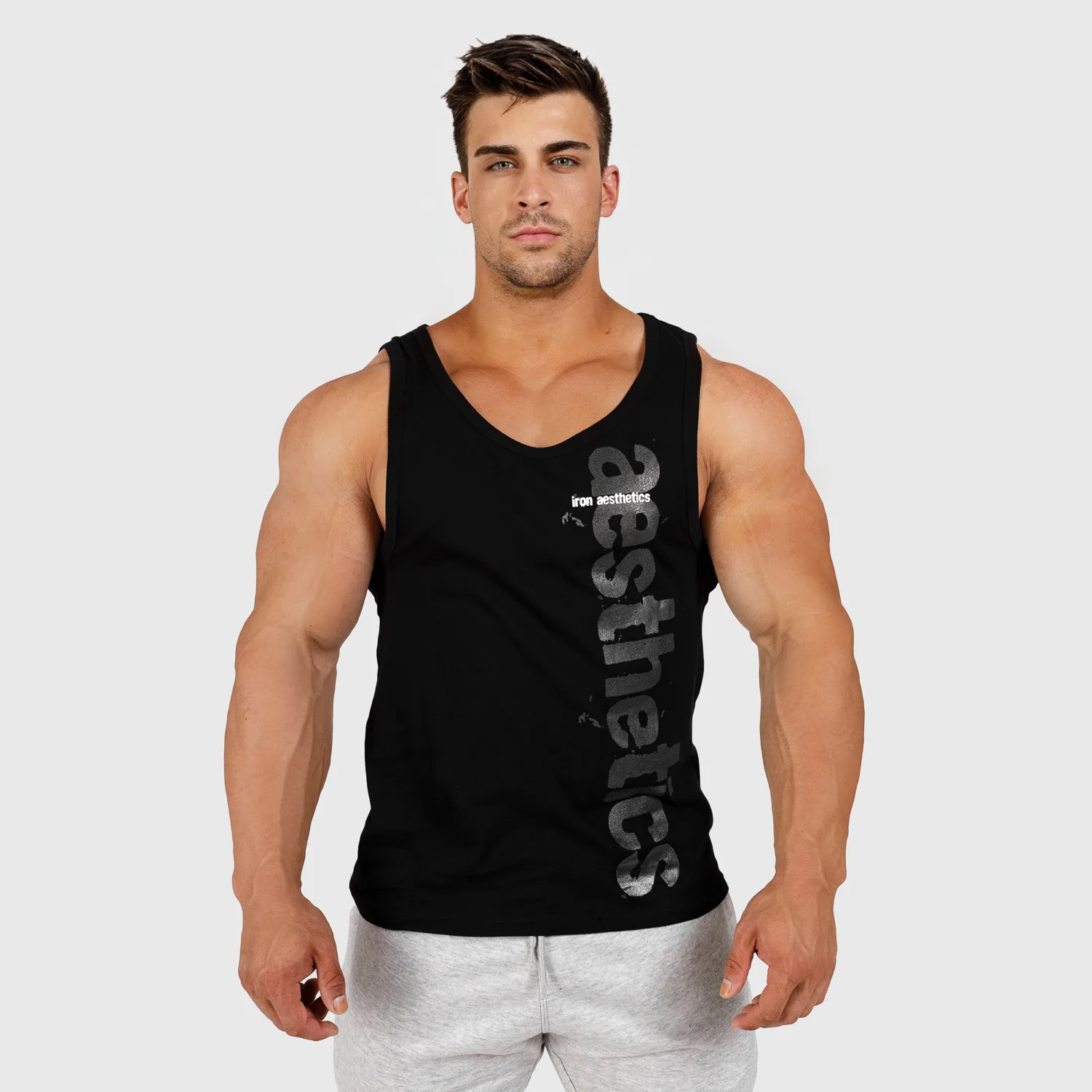 Pánske fitness tielko Iron Aesthetics Cross, čierne-1