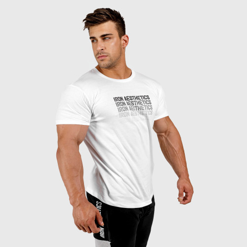 Pánske fitness tričko Iron Aesthetics Shades, biele