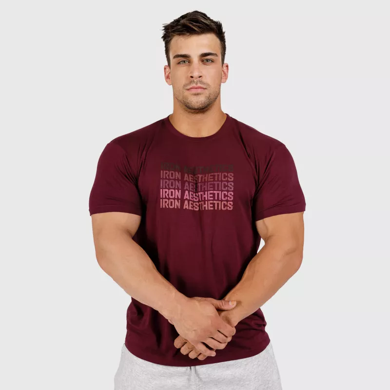 Pánske fitness tričko Iron Aesthetics Shades, bordové-5