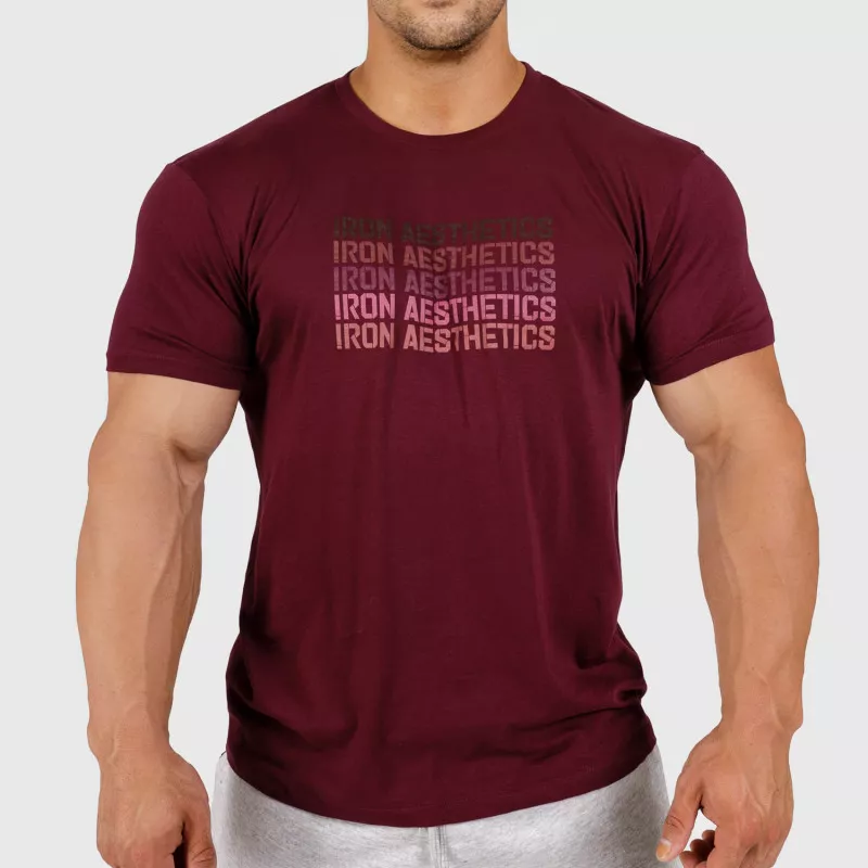 Pánske fitness tričko Iron Aesthetics Shades, bordové-1