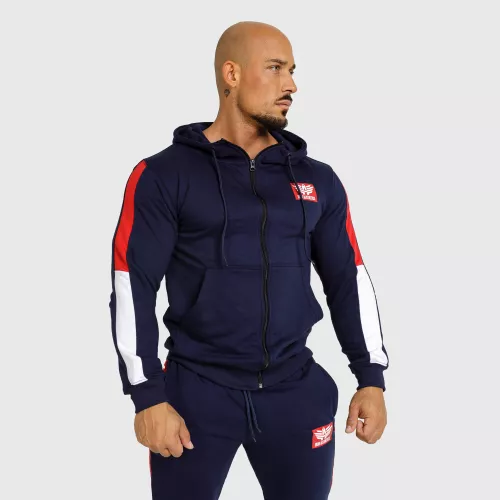 Mikina s kapucňou a zispom Iron Aesthetics Tricolora, navy