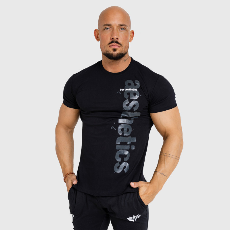 Pánske fitness tričko Iron Aesthetics Cross, čierne