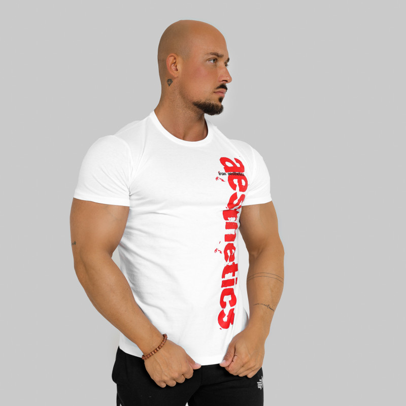 Levně Pánské fitness tričko Iron Aesthetics Cross, bílé