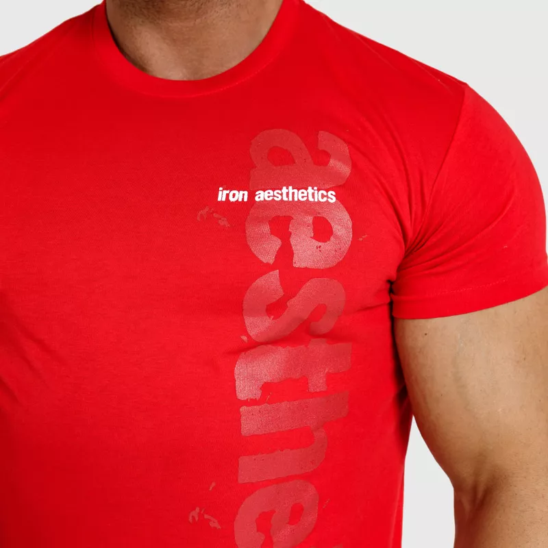 Pánske fitness tričko Iron Aesthetics Cross, červené-5