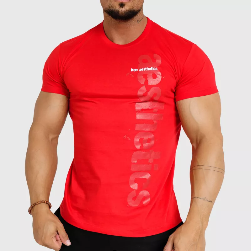 Pánske fitness tričko Iron Aesthetics Cross, červené-1