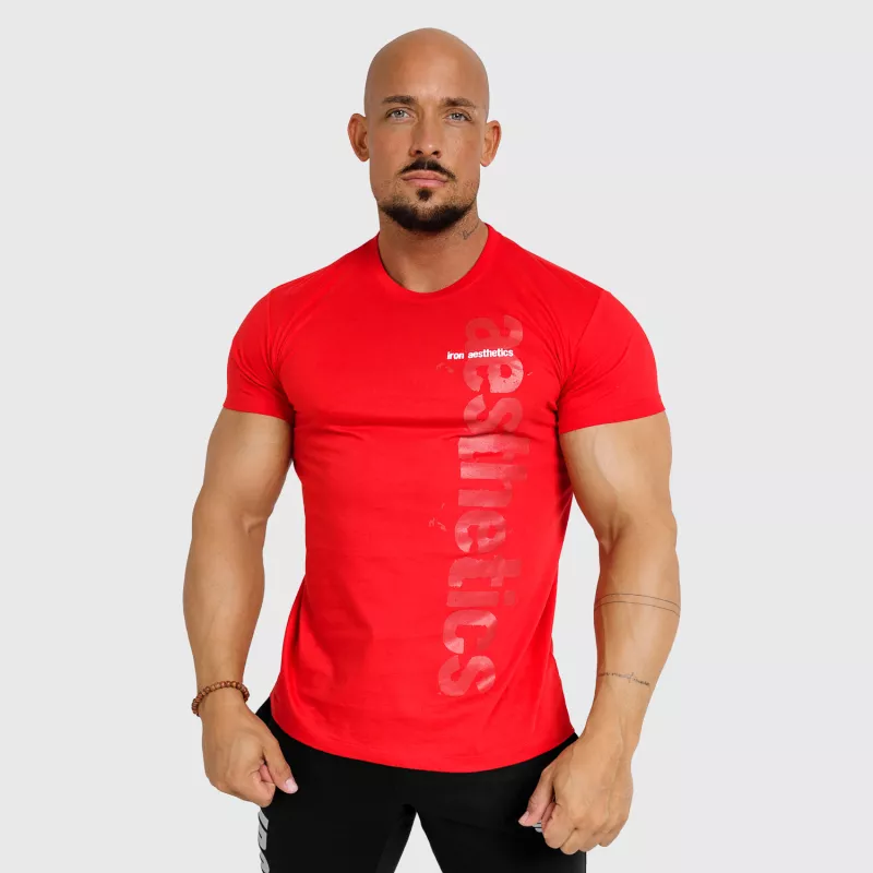 Pánske fitness tričko Iron Aesthetics Cross, červené-4