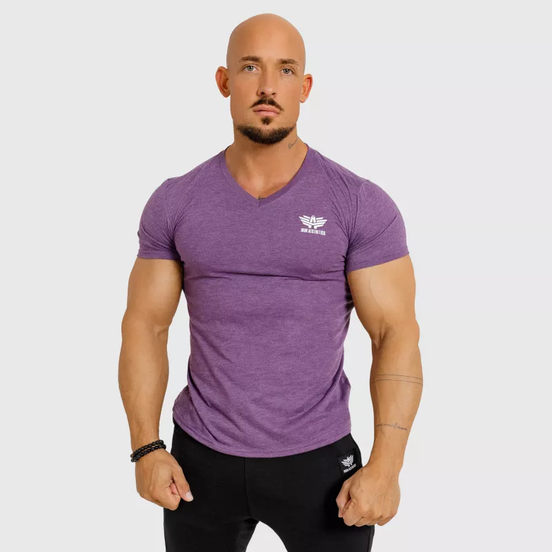 Pánske tričko Iron Aesthetics V-neck, aubergine-4