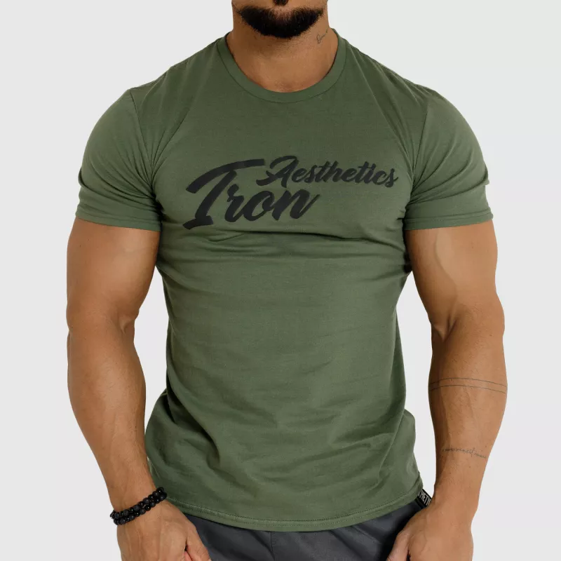 Pánske fitness tričko Iron Aesthetics Puff, vojenská zelená-1