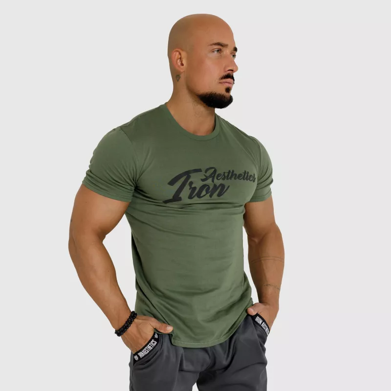 Pánske fitness tričko Iron Aesthetics Puff, vojenská zelená-3