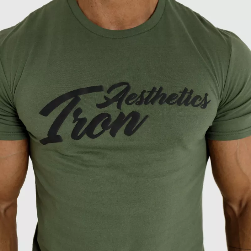 Pánske fitness tričko Iron Aesthetics Puff, vojenská zelená-4