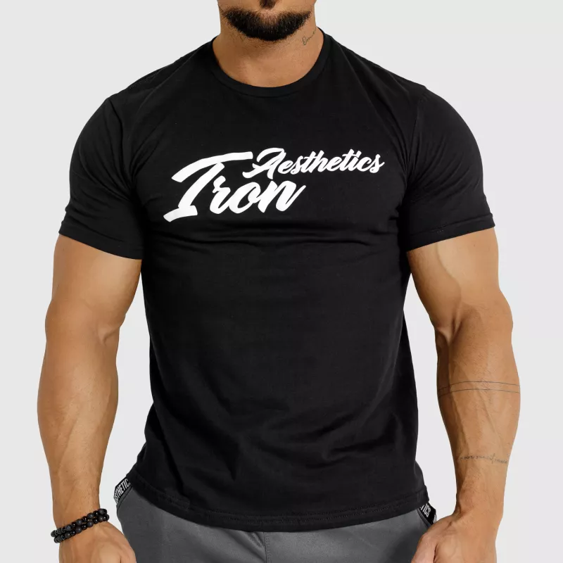 Pánske fitness tričko Iron Aesthetics Puff, čierne-1