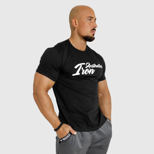 Pánske fitness tričko Iron Aesthetics Puff, čierne
