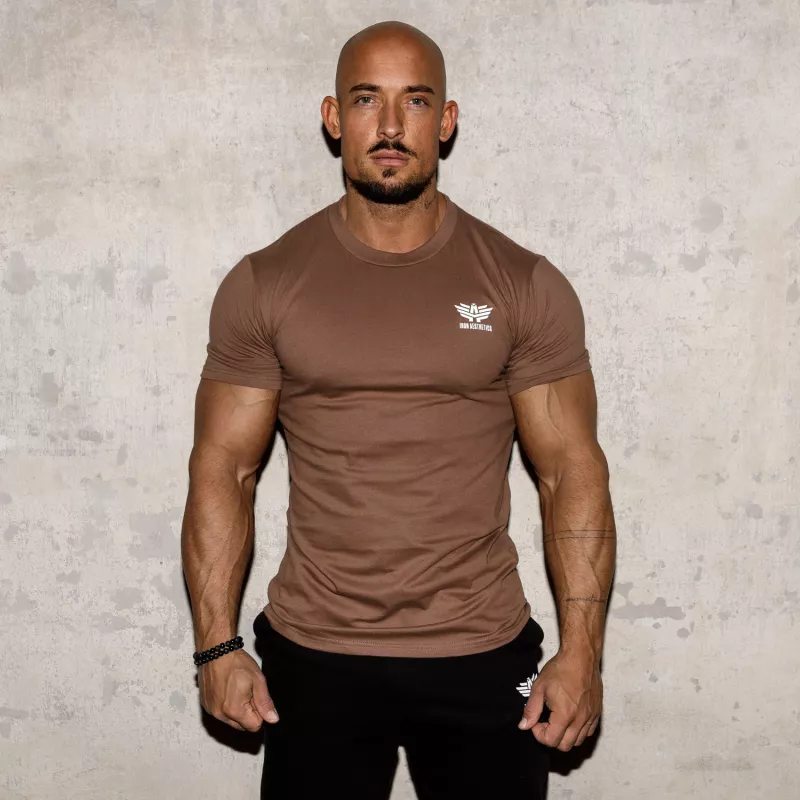Pánske fitness tričko Iron Aesthetics Resist, hnedé-5