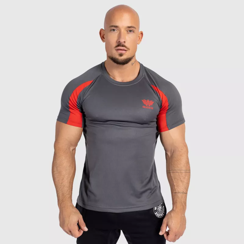 Pánske športové tričko Iron Aesthetics Contrast, charcoal/red-4