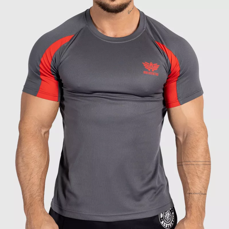 Pánske športové tričko Iron Aesthetics Contrast, charcoal/red-1