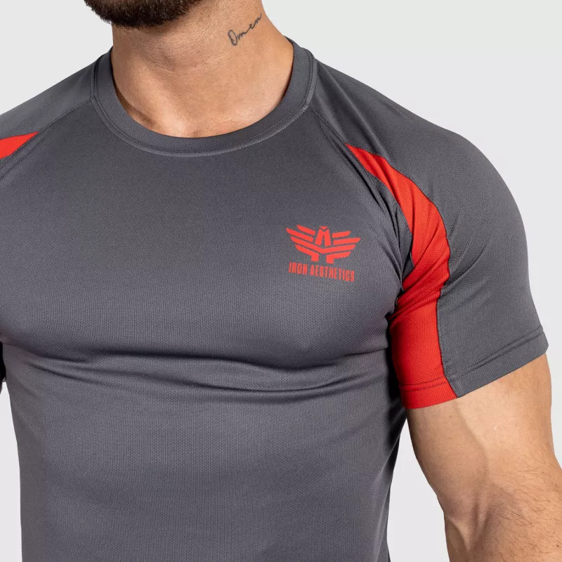 Pánske športové tričko Iron Aesthetics Contrast, charcoal/red-5