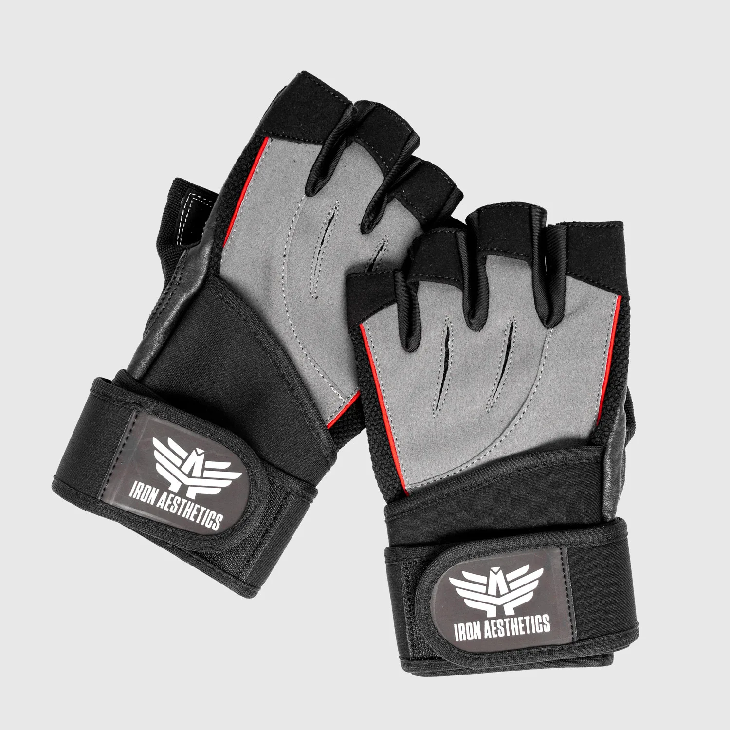 Fitness rukavice Iron Aesthetics Leather Beast, sivé-1