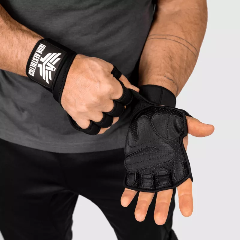 Fitness rukavice Iron Aesthetics Crossfit, čierne-4