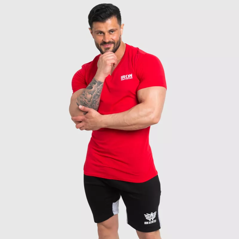 Pánske fitness tričko Iron Aesthetics Explore, červené-2