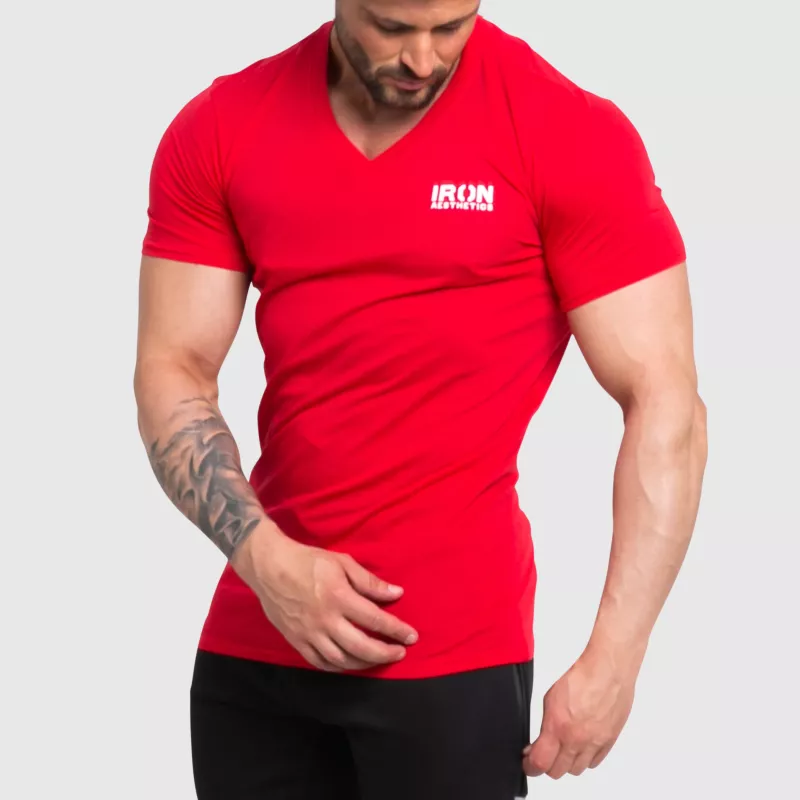Pánske fitness tričko Iron Aesthetics Explore, červené-1