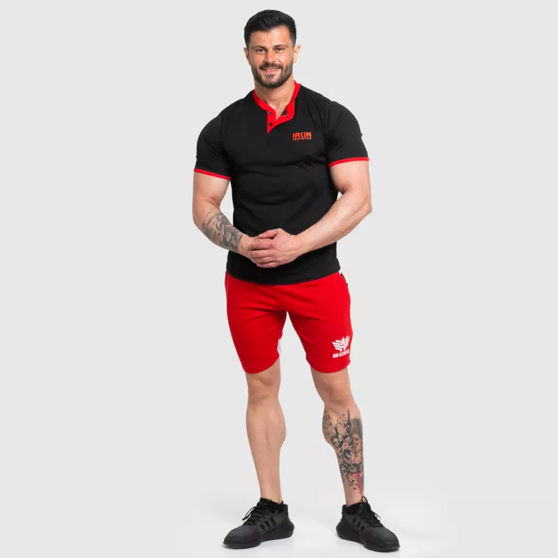 Funkčné športové tričko Iron Aesthetics Collar, black/red-5