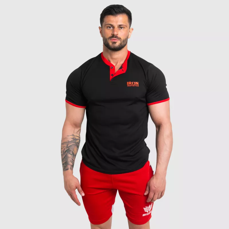 Funkčné športové tričko Iron Aesthetics Collar, black/red-4