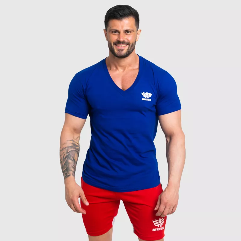 Pánske fitness tričko Iron Aesthetics Original V, modré-2