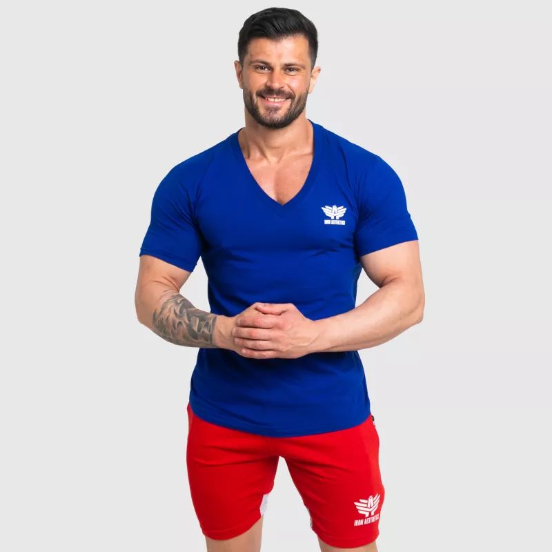Pánske fitness tričko Iron Aesthetics Original V, modré-4