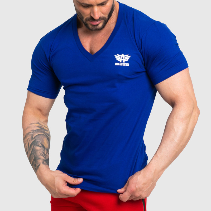 Levně Pánské fitness tričko Iron Aesthetics Original V, modré