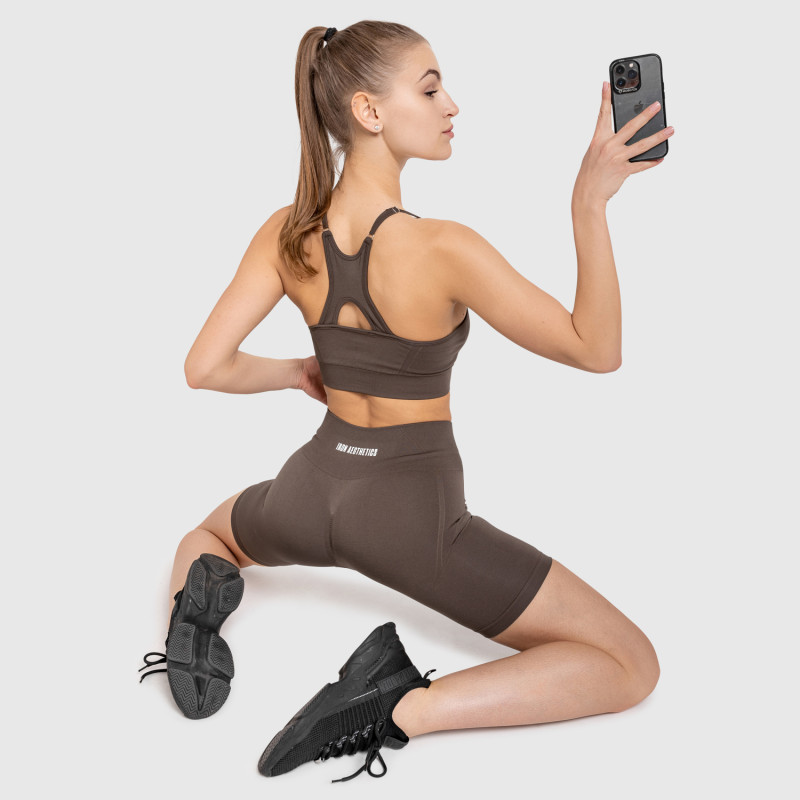 E-shop Bezšvová fitness súprava Iron Aesthetics Seamless Sleek, hnedá